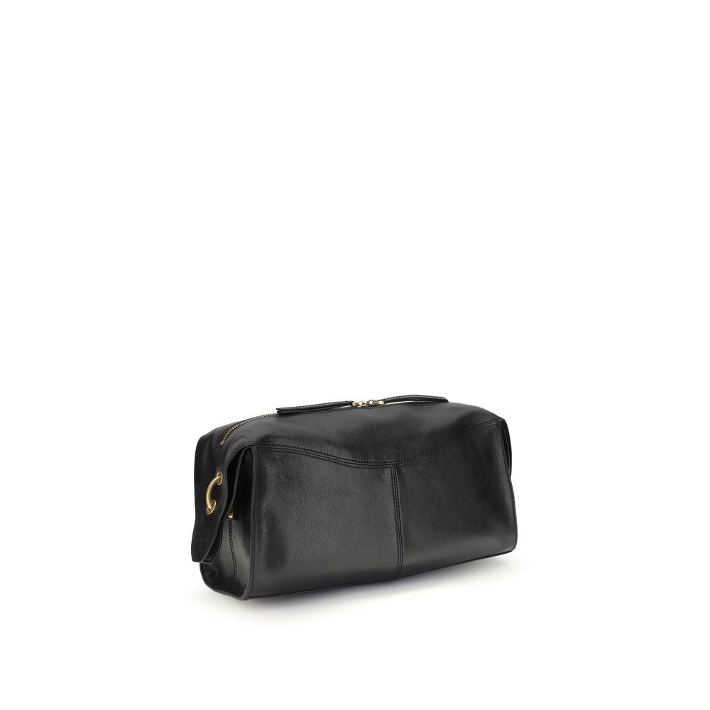 Balmain Schwarze Bos Taurus Kalbsleder Schultertasche