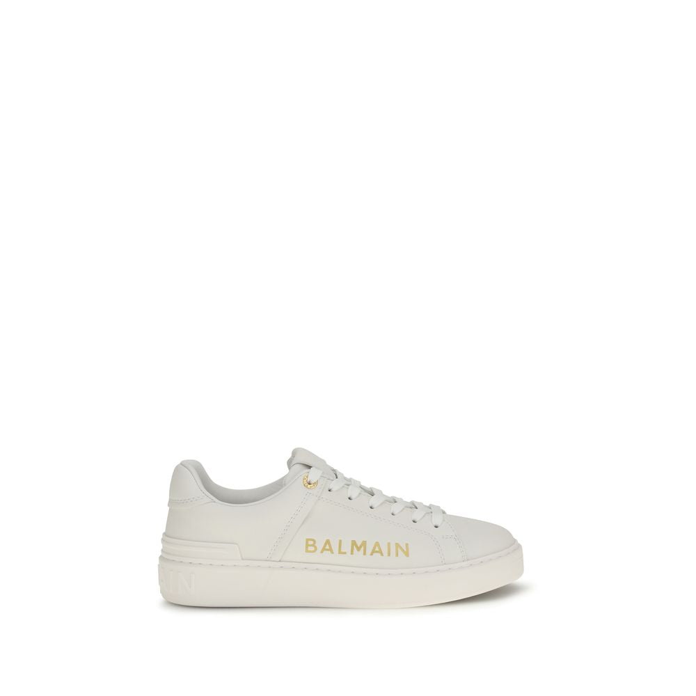 Balmain Weiße Kalbsleder Bos Taurus Low-Top-Sneaker