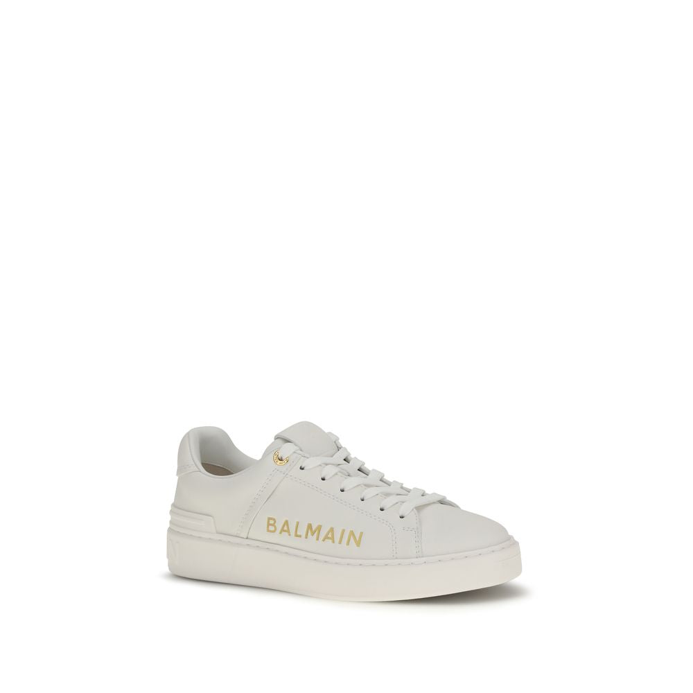Balmain Weiße Kalbsleder Bos Taurus Low-Top-Sneaker