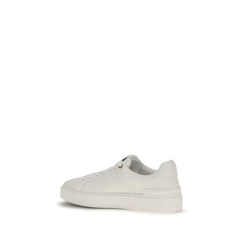 Balmain Weiße Kalbsleder Bos Taurus Low-Top-Sneaker
