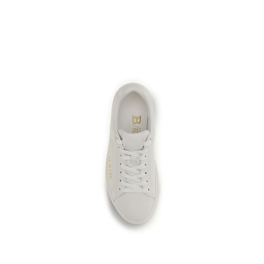 Balmain Weiße Kalbsleder Bos Taurus Low-Top-Sneaker