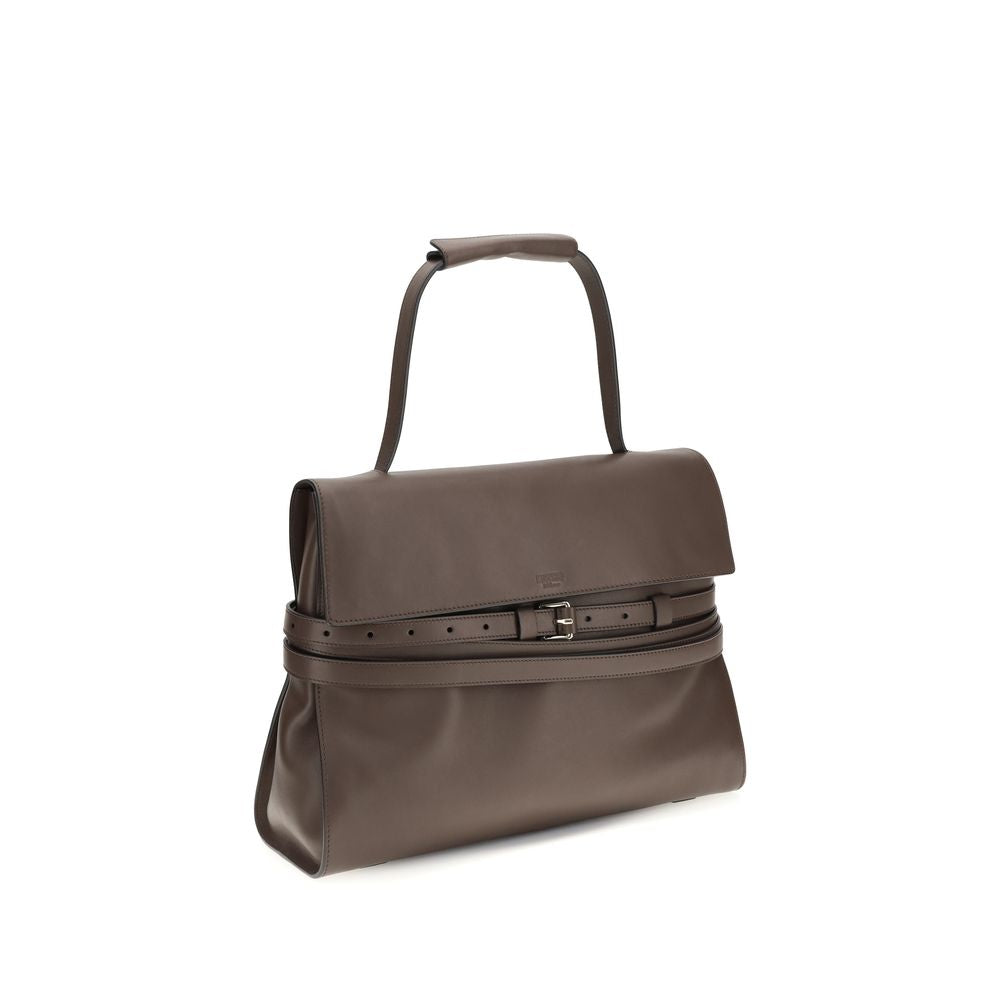 Moschino Braune Kalbsleder Bos Taurus Handtasche