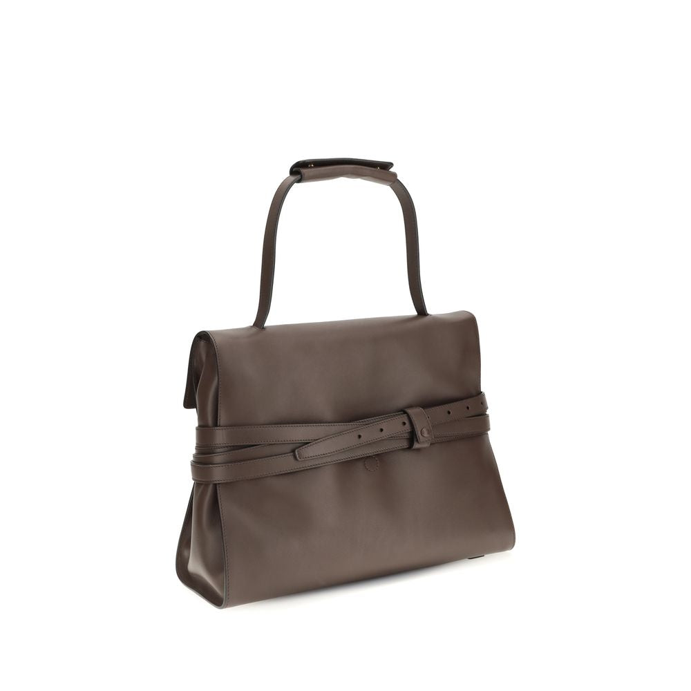 Moschino Braune Kalbsleder Bos Taurus Handtasche