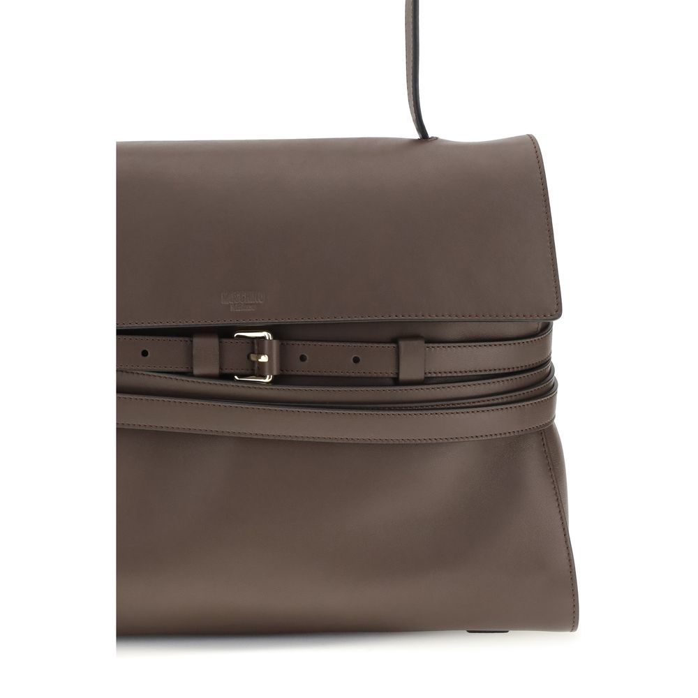Moschino Braune Kalbsleder Bos Taurus Handtasche
