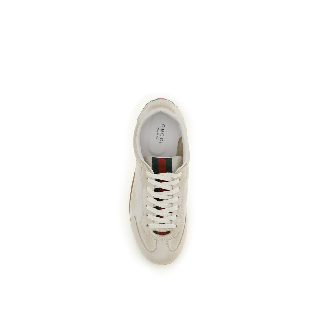 Gucci Weiße Bos Taurus Kalbsleder Low-Top-Sneaker