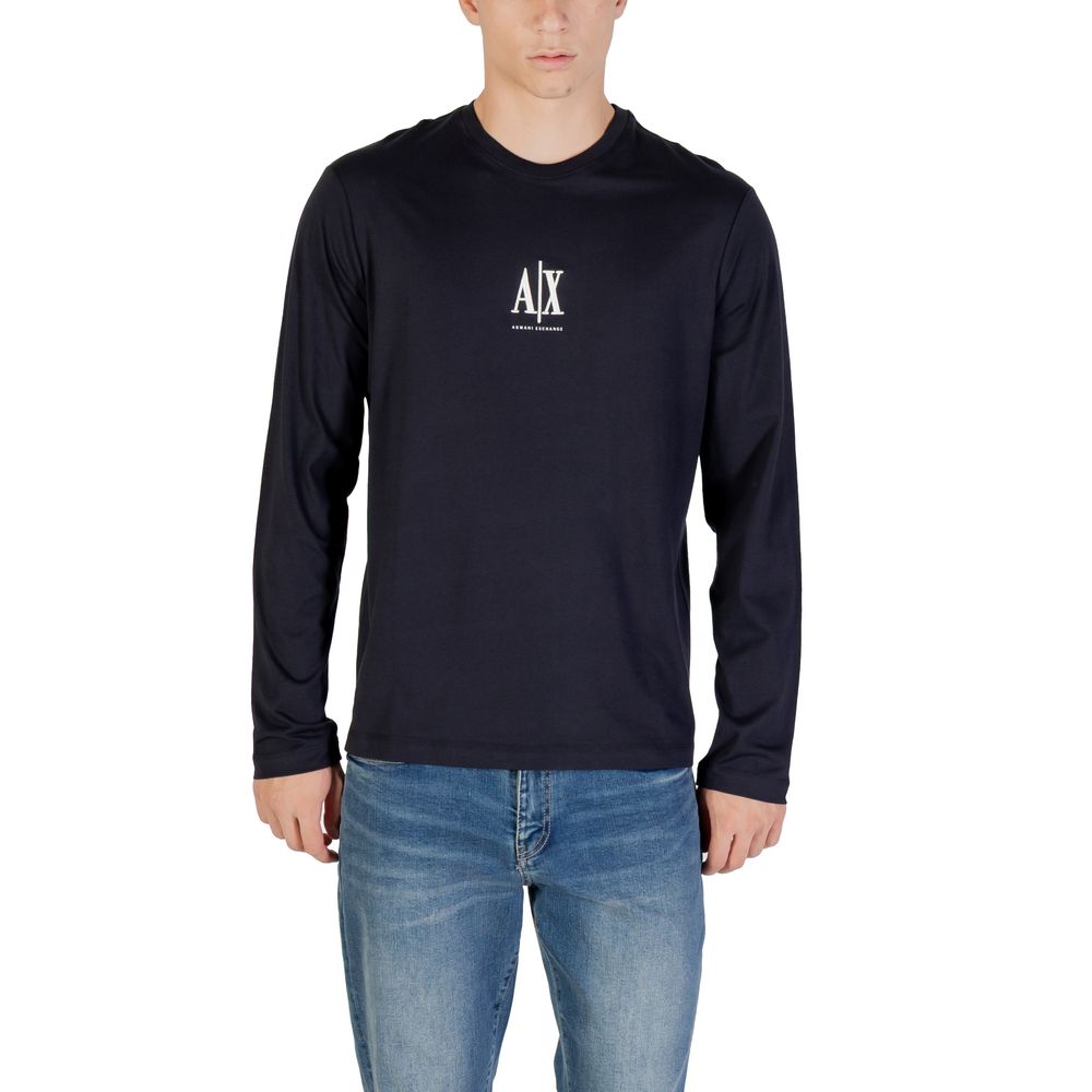 Armani Exchange Blaues Baumwoll-Langarmshirt