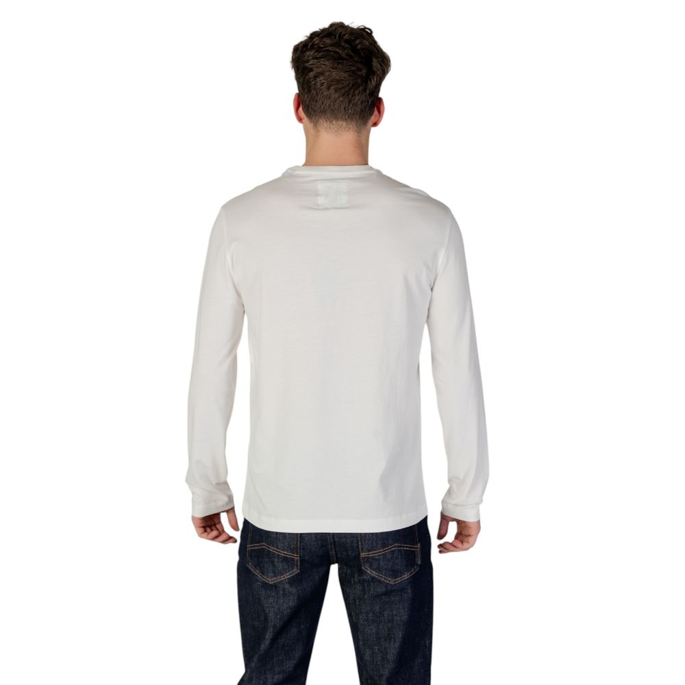 Armani Exchange Cremefarbenes Langarm-T-Shirt aus Baumwolle