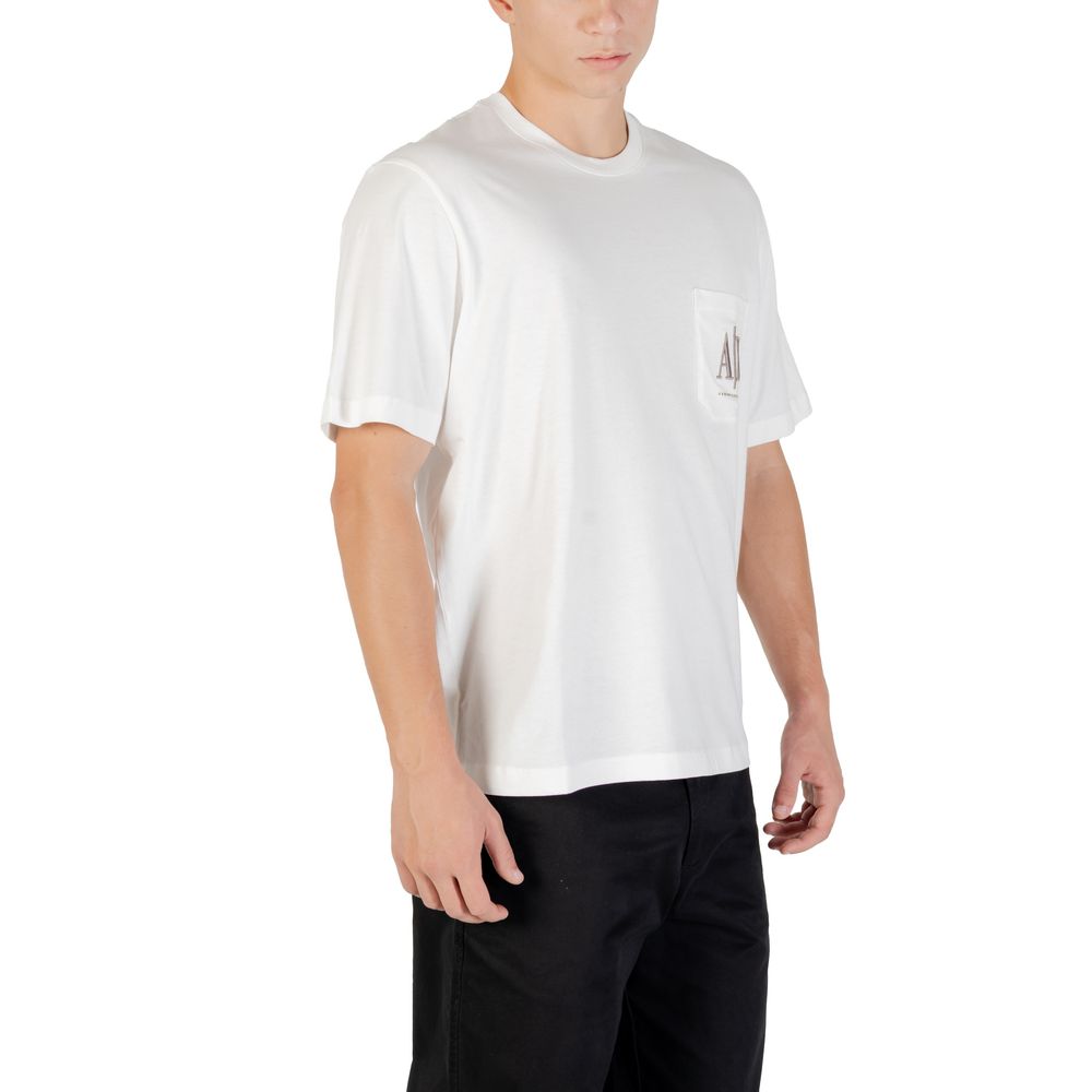 Armani Exchange Cremefarbenes Baumwoll-T-Shirt