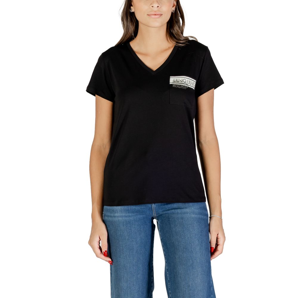 Liu Jo Schwarzes Baumwoll-T-Shirt