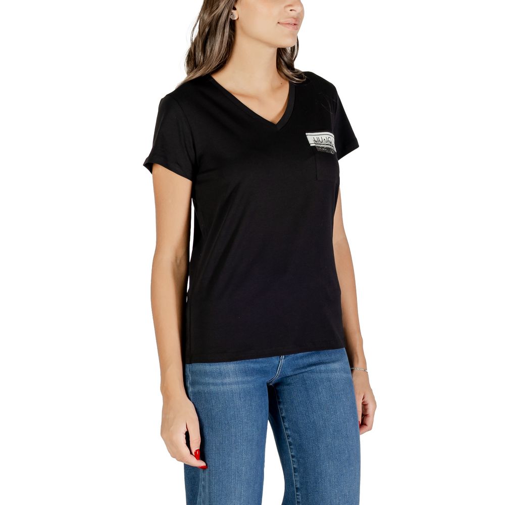 Liu Jo Schwarzes Baumwoll-T-Shirt