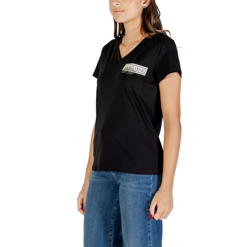 Liu Jo Schwarzes Baumwoll-T-Shirt