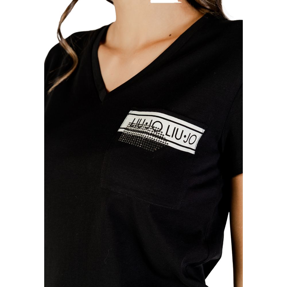 Liu Jo Schwarzes Baumwoll-T-Shirt