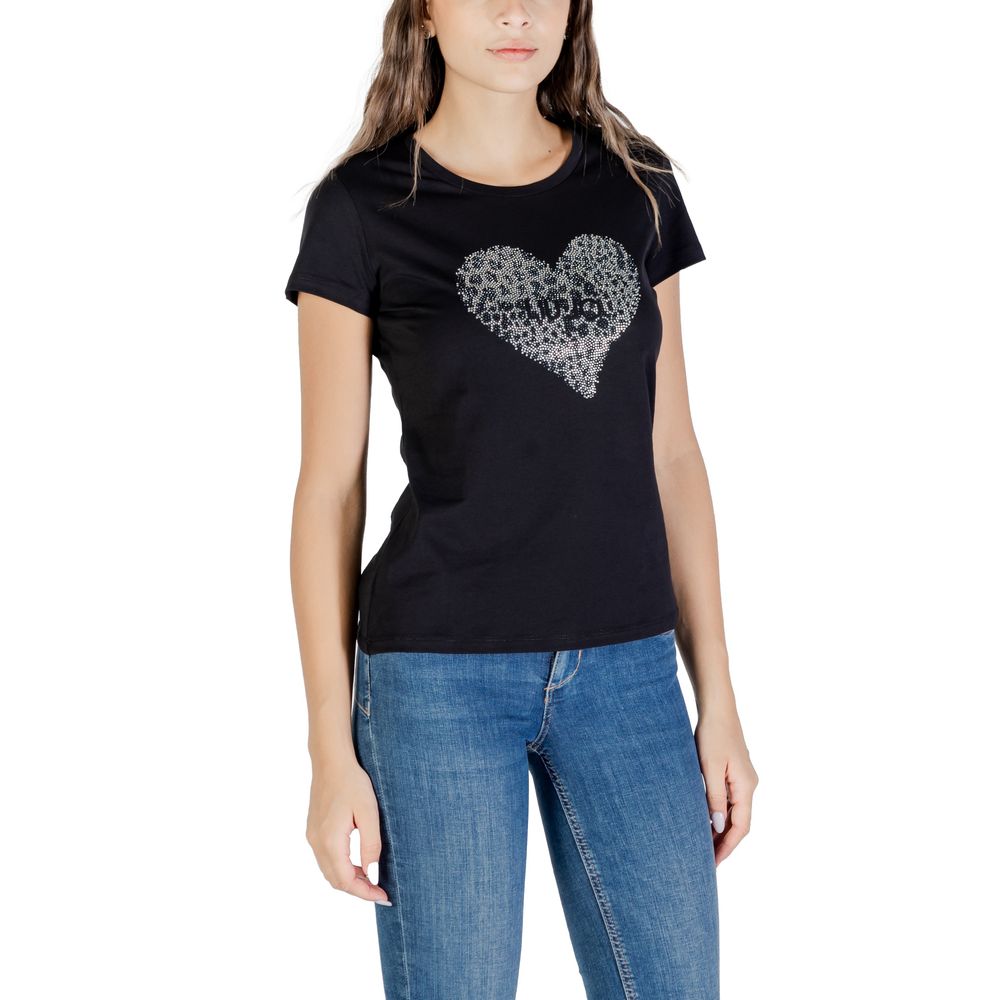 Liu Jo Schwarzes Baumwoll-T-Shirt