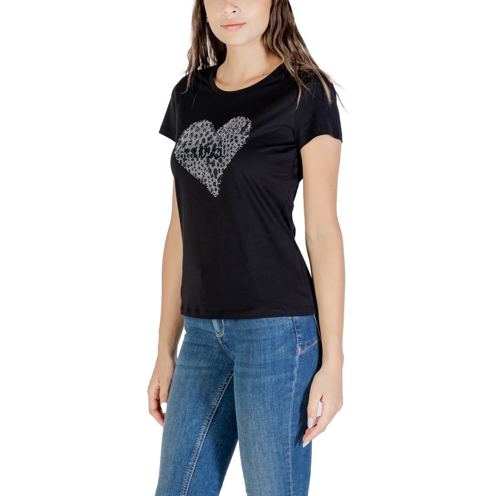 Liu Jo Schwarzes Baumwoll-T-Shirt