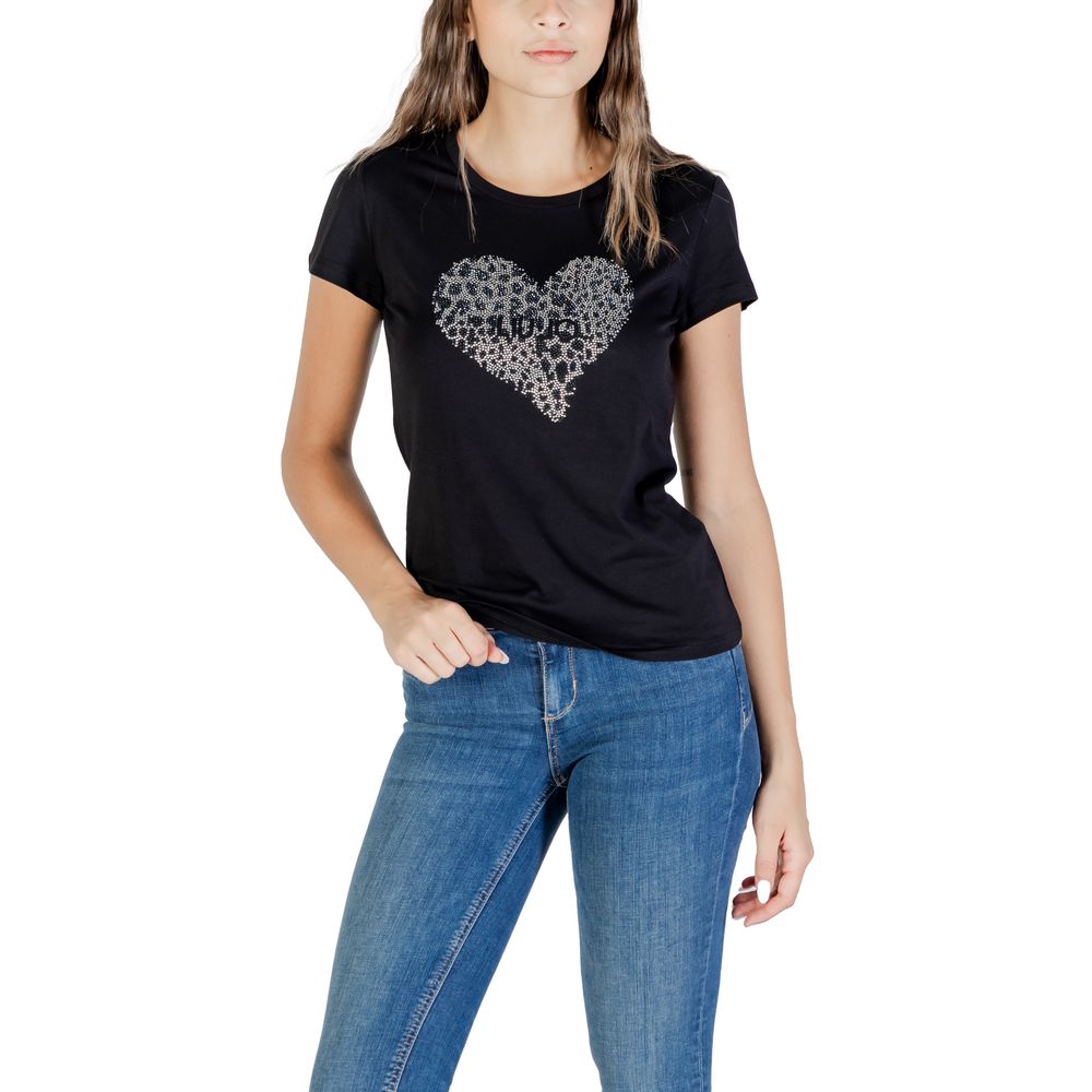 Liu Jo Schwarzes Baumwoll-T-Shirt