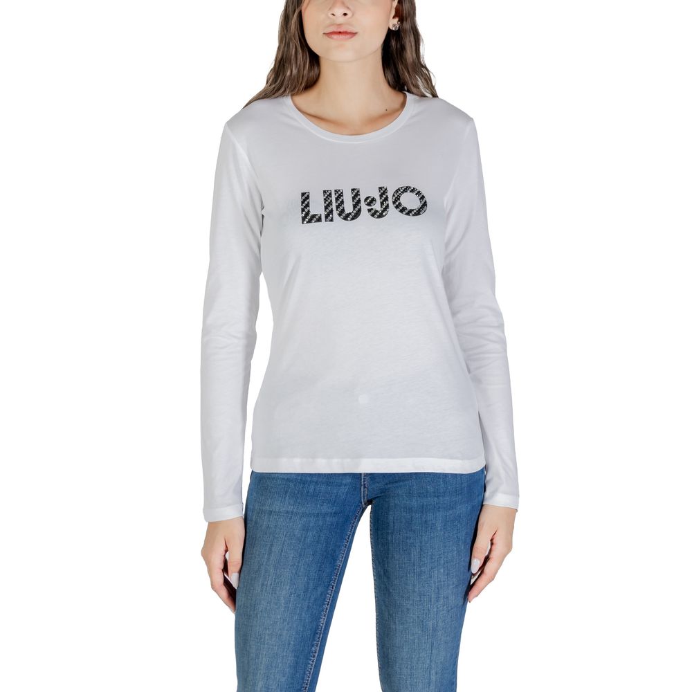 Liu Jo Weißes Langarm-T-Shirt aus Baumwolle