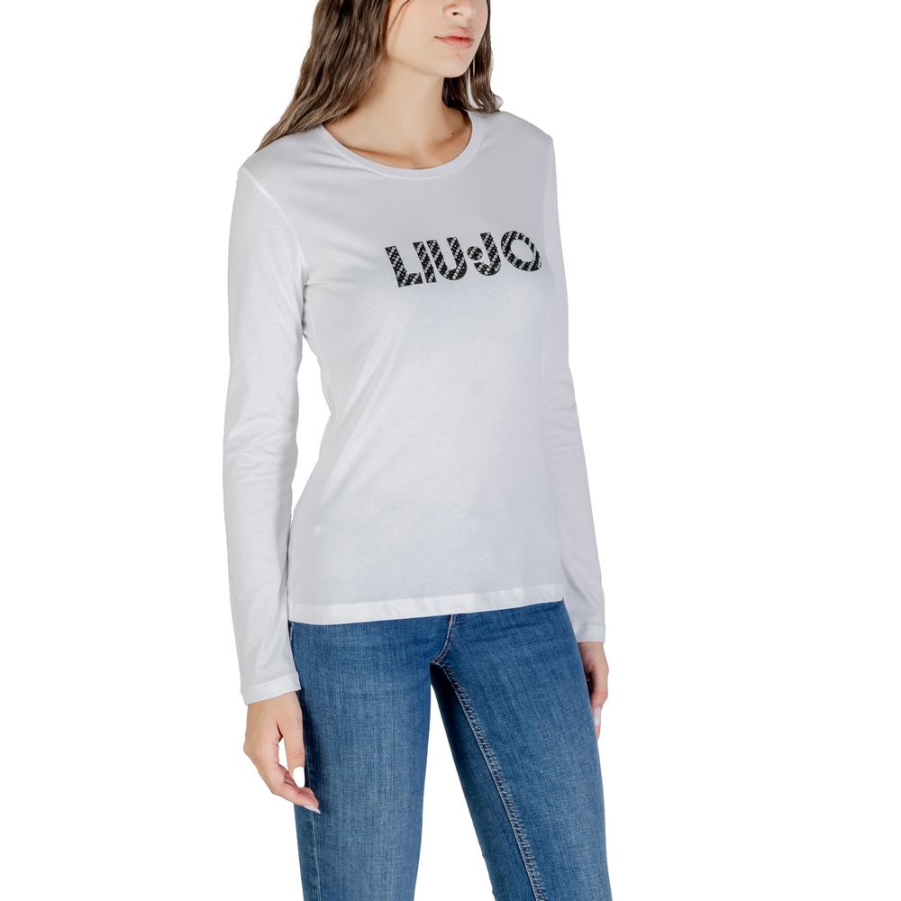 Liu Jo Weißes Langarm-T-Shirt aus Baumwolle