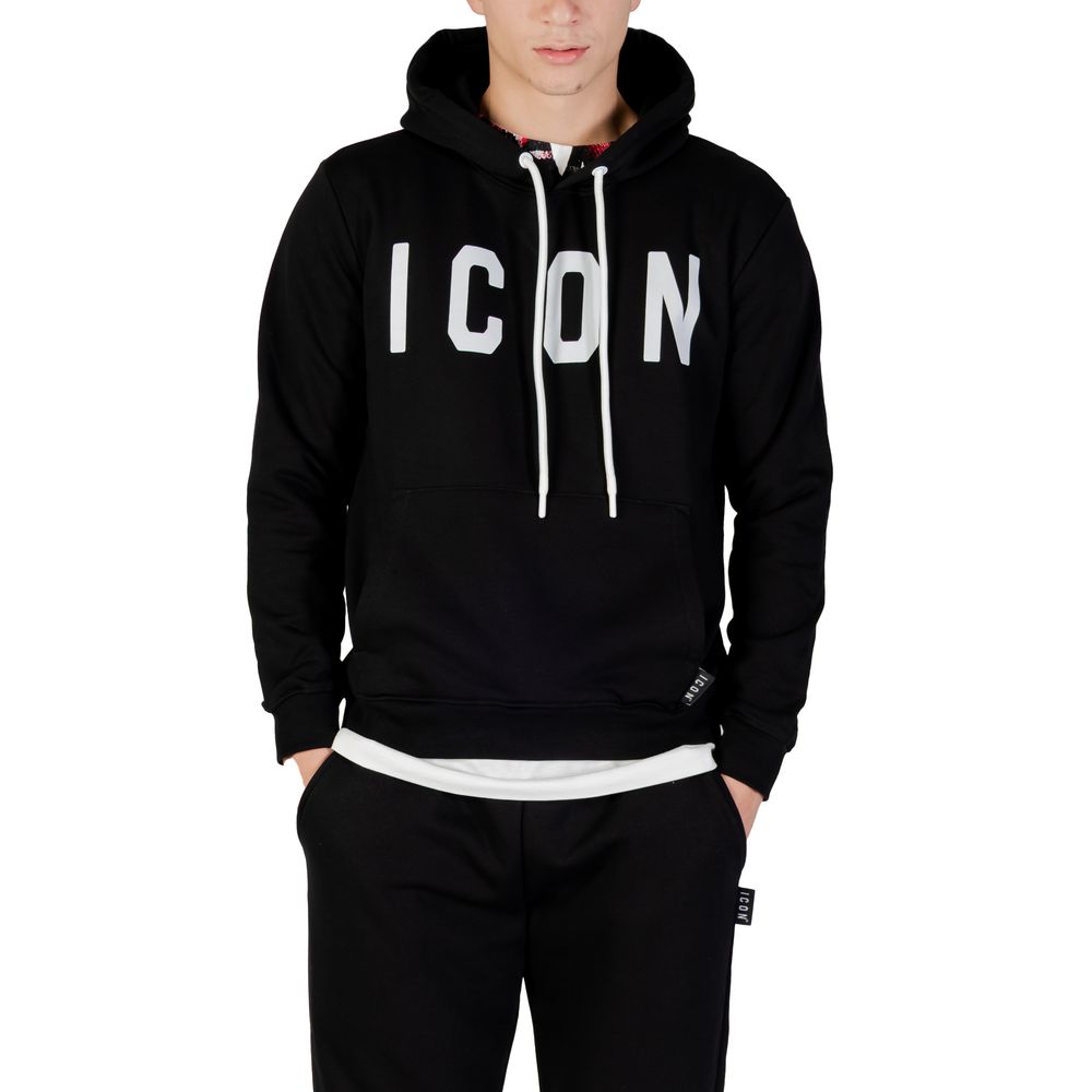 Icon Schwarz-weiße Baumwollkapuzenpullover