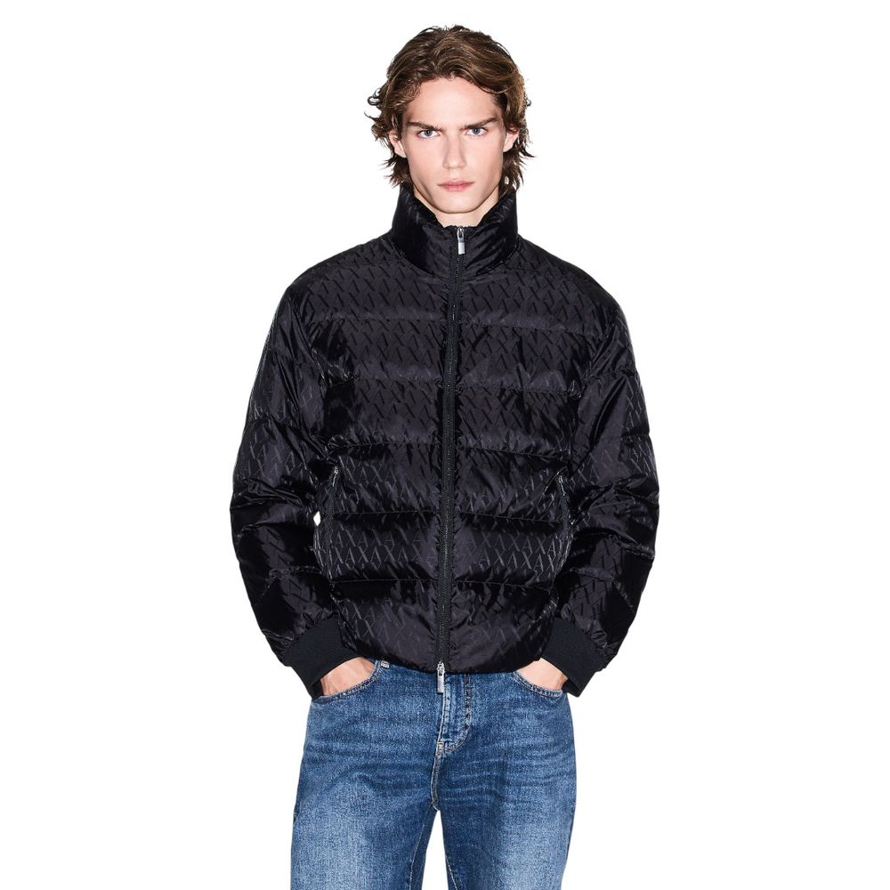 Armani Exchange Schwarzer Polyamid-Mantel