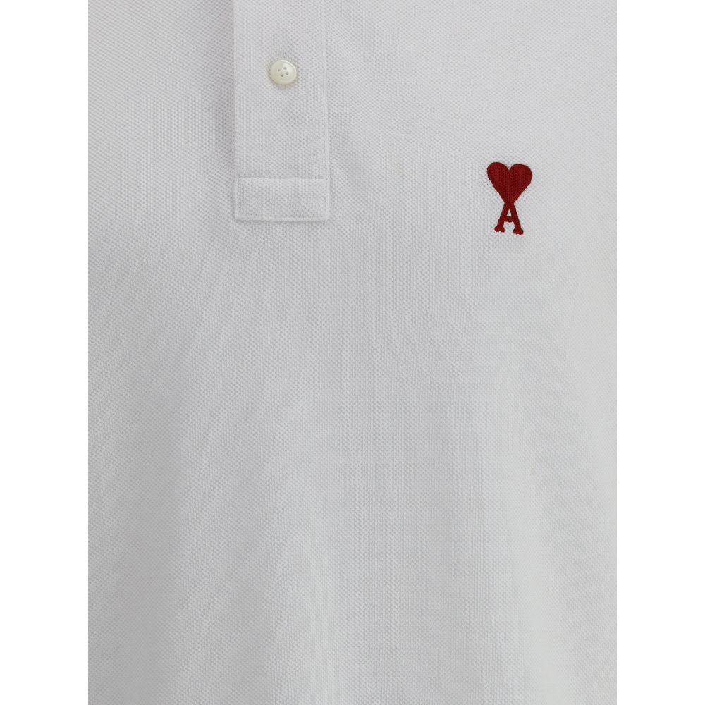 Ami Paris Weißes Baumwoll-Poloshirt