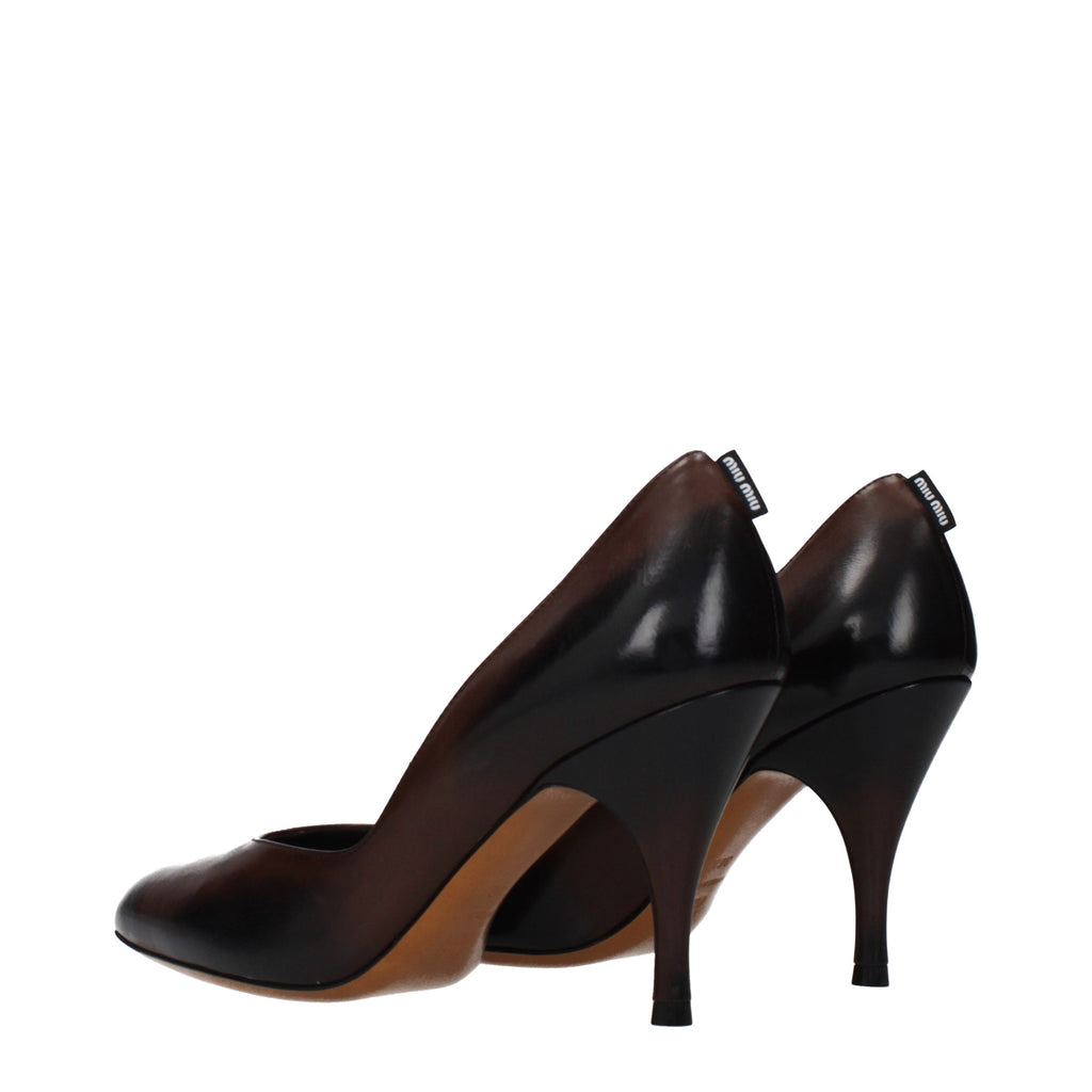 Miu Miu Braune Leder Pumps mit hohem Absatz