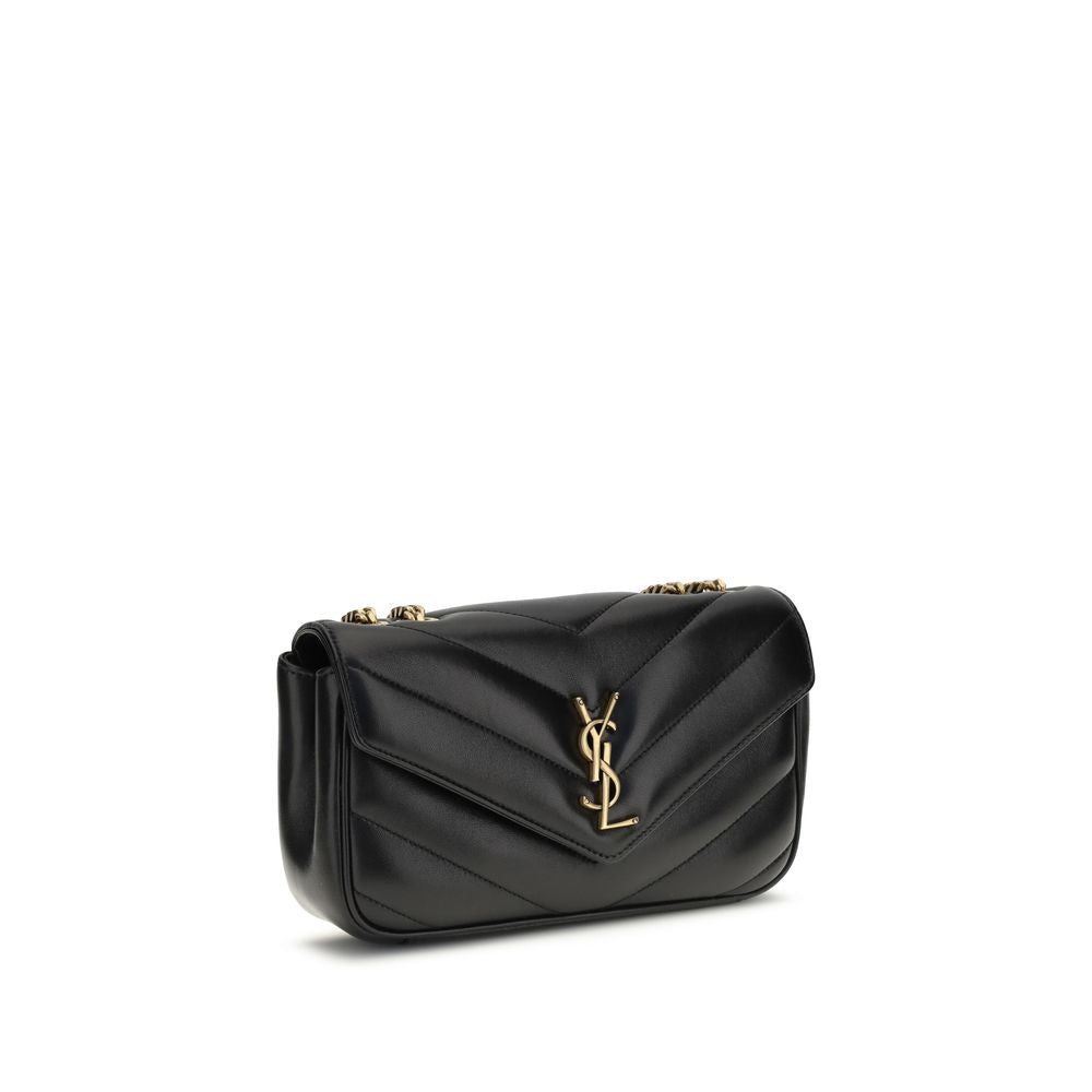 Saint Laurent Schwarze Lammleder Schultertasche Ovis Aries Aries