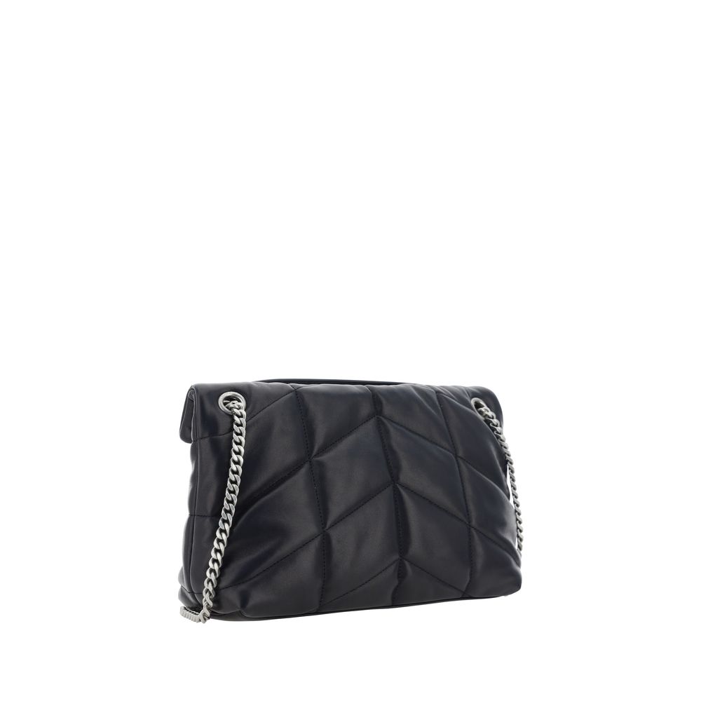 Saint Laurent Schwarze Lammleder Schultertasche Ovis Aries Aries