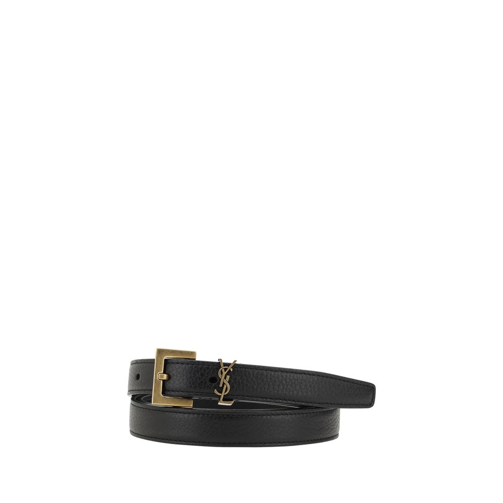 Saint Laurent Schwarzer Kalbsleder Bos Taurus Regular Gürtel