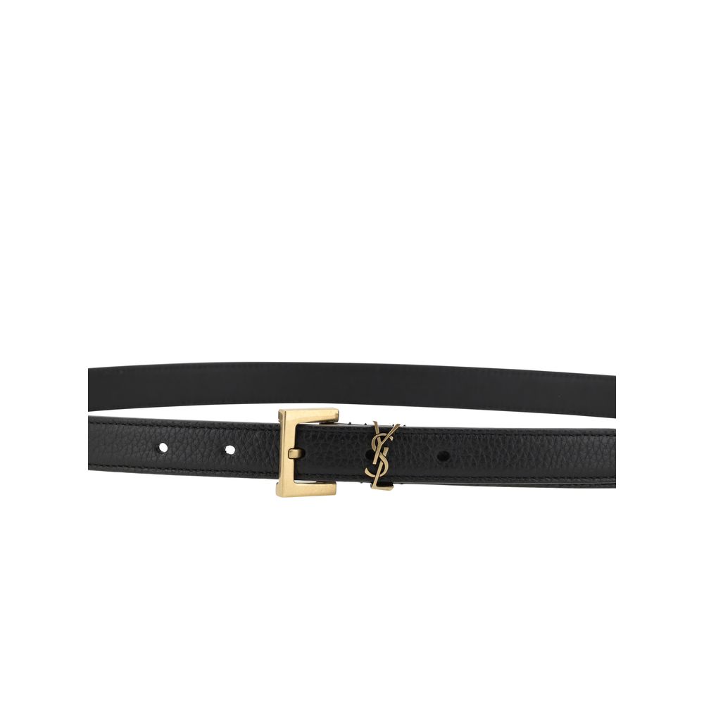 Saint Laurent Schwarzer Kalbsleder Bos Taurus Regular Gürtel
