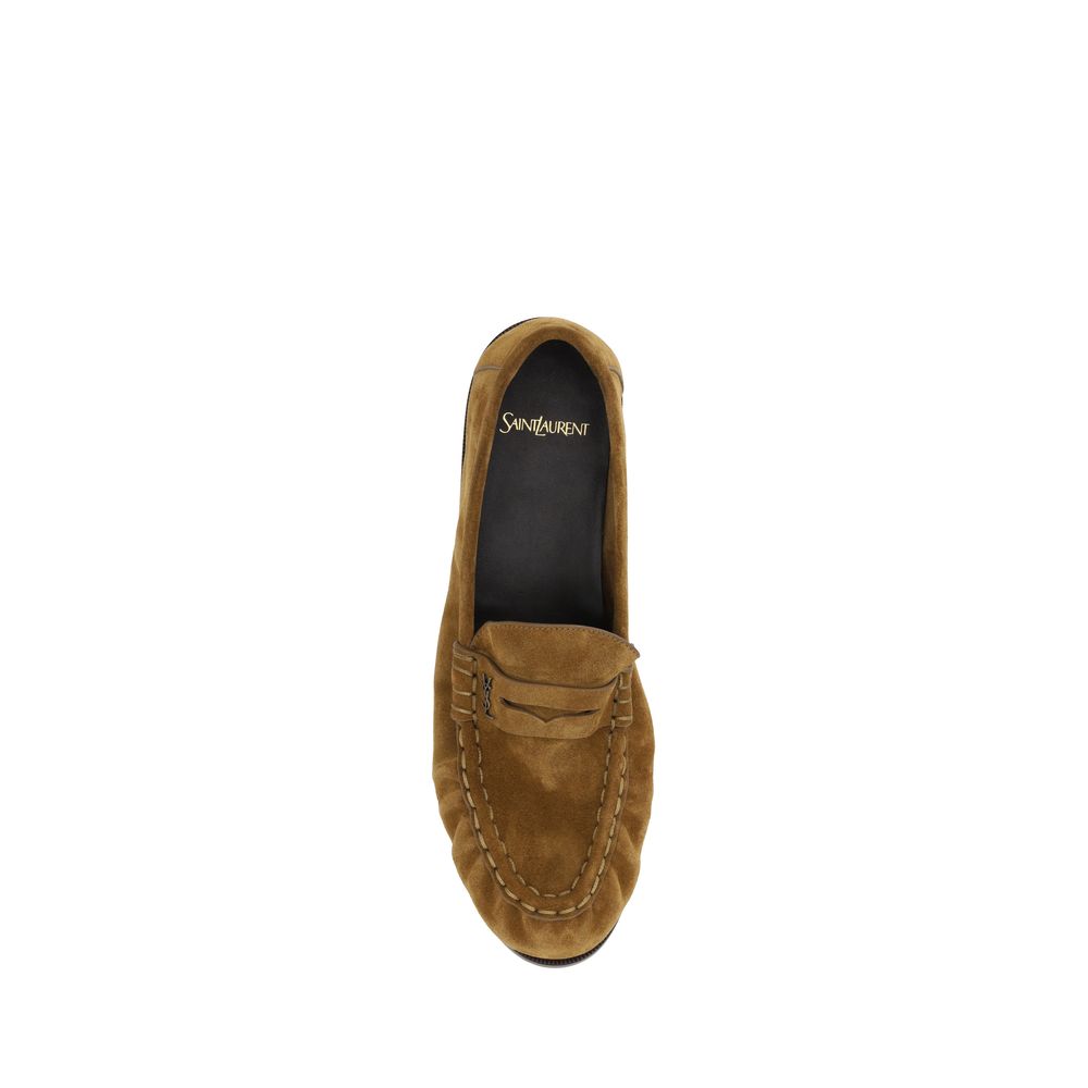 Saint Laurent Braune Kalbsleder Bos Taurus Loafer zum Hineinschlüpfen