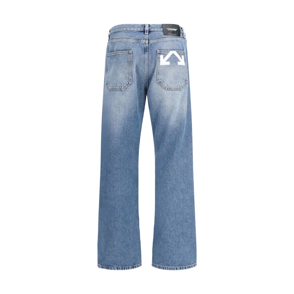 Off-White Blaue Jeans aus Baumwolle im Relaxed Fit