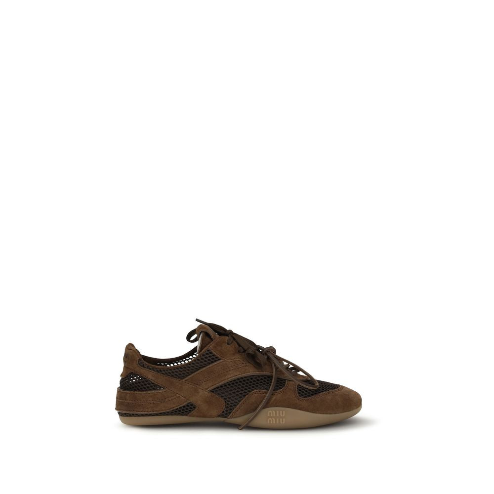 Miu Miu Braune Kalbsleder Bos Taurus Sportschuhe