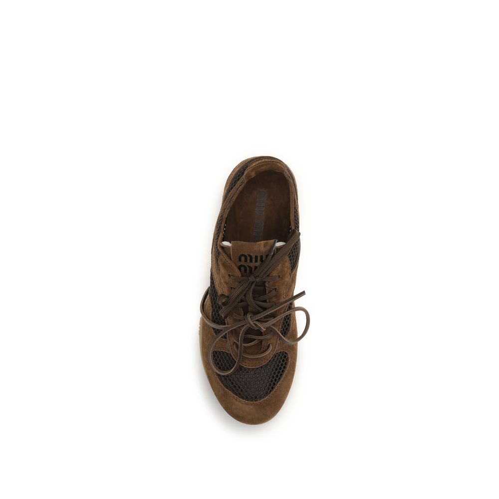 Miu Miu Braune Kalbsleder Bos Taurus Sportschuhe