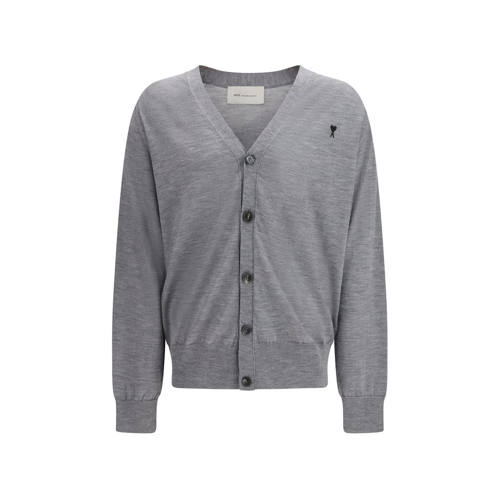 Ami Paris Grauer Cardigan aus Merinowolle
