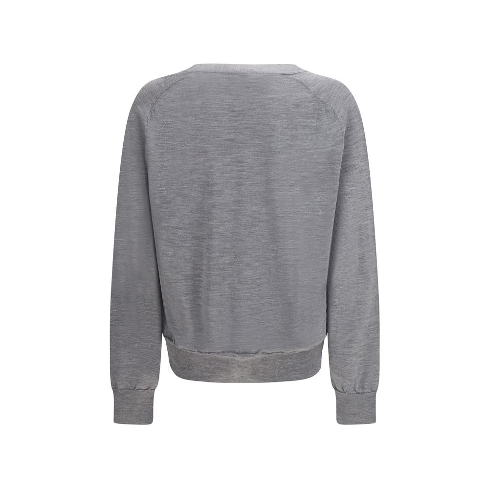 Ami Paris Grauer Cardigan aus Merinowolle