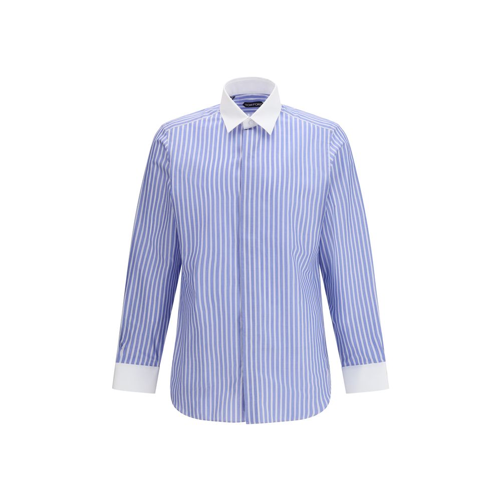 Tom Ford Blaues Baumwollhemd