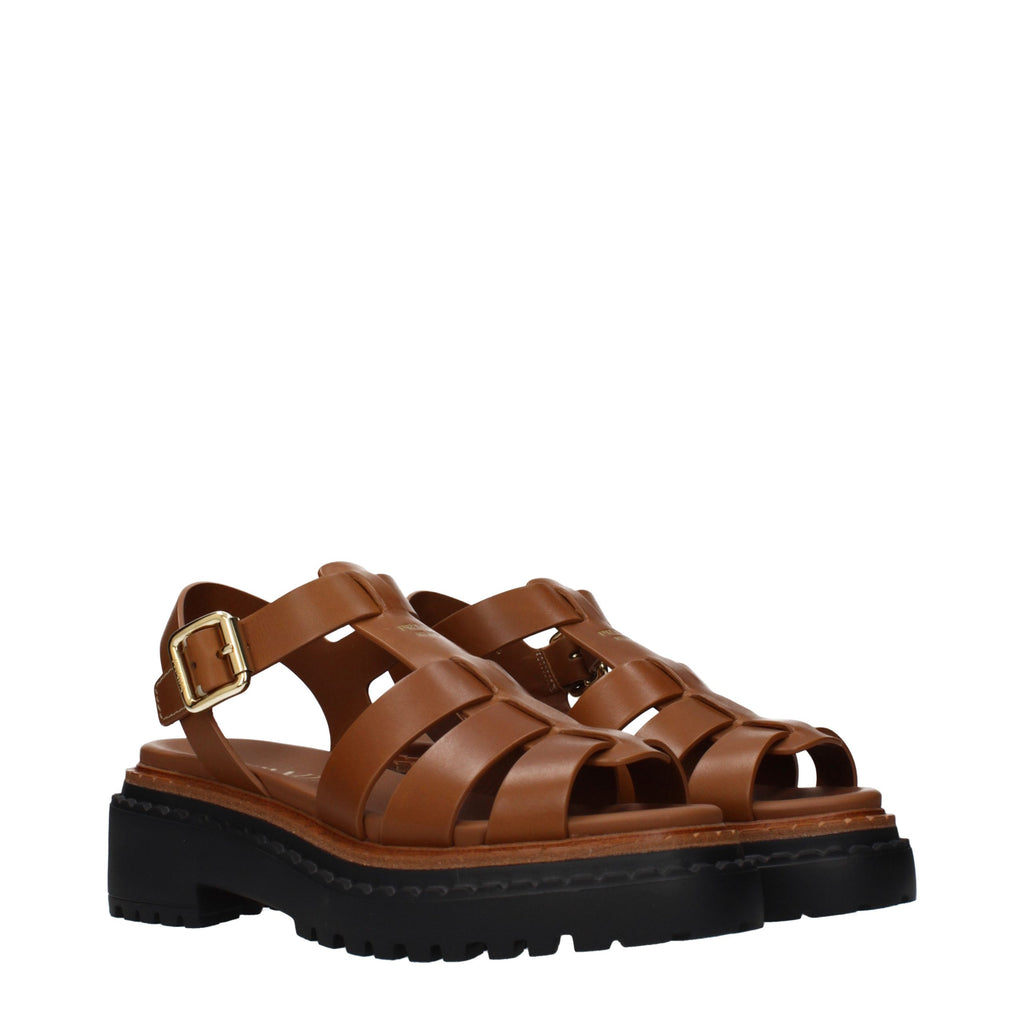 Prada Braune Leder-Plateau-Sandalen