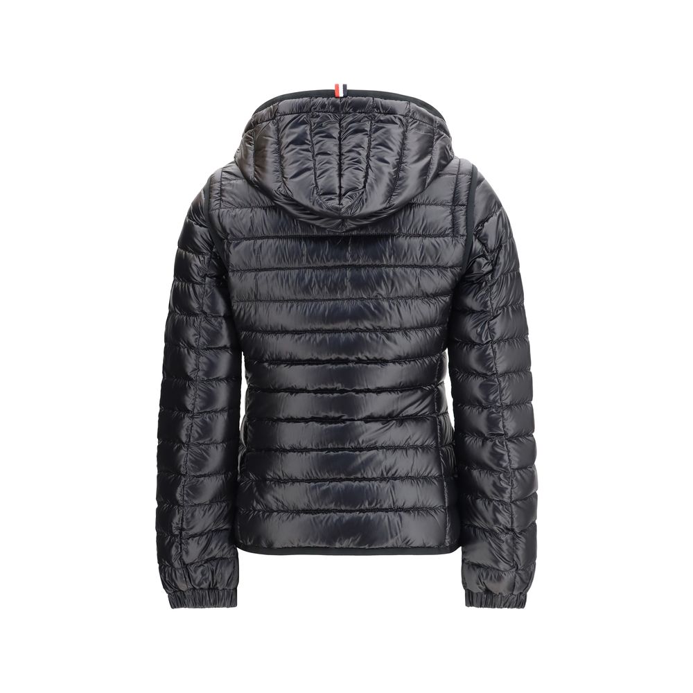 Moncler Grenoble Schwarze Polyamid-Jacke in voller Länge