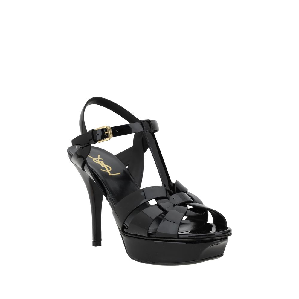 Saint Laurent Schwarze Bos Taurus Kalbsleder-Stiletto-Sandalen