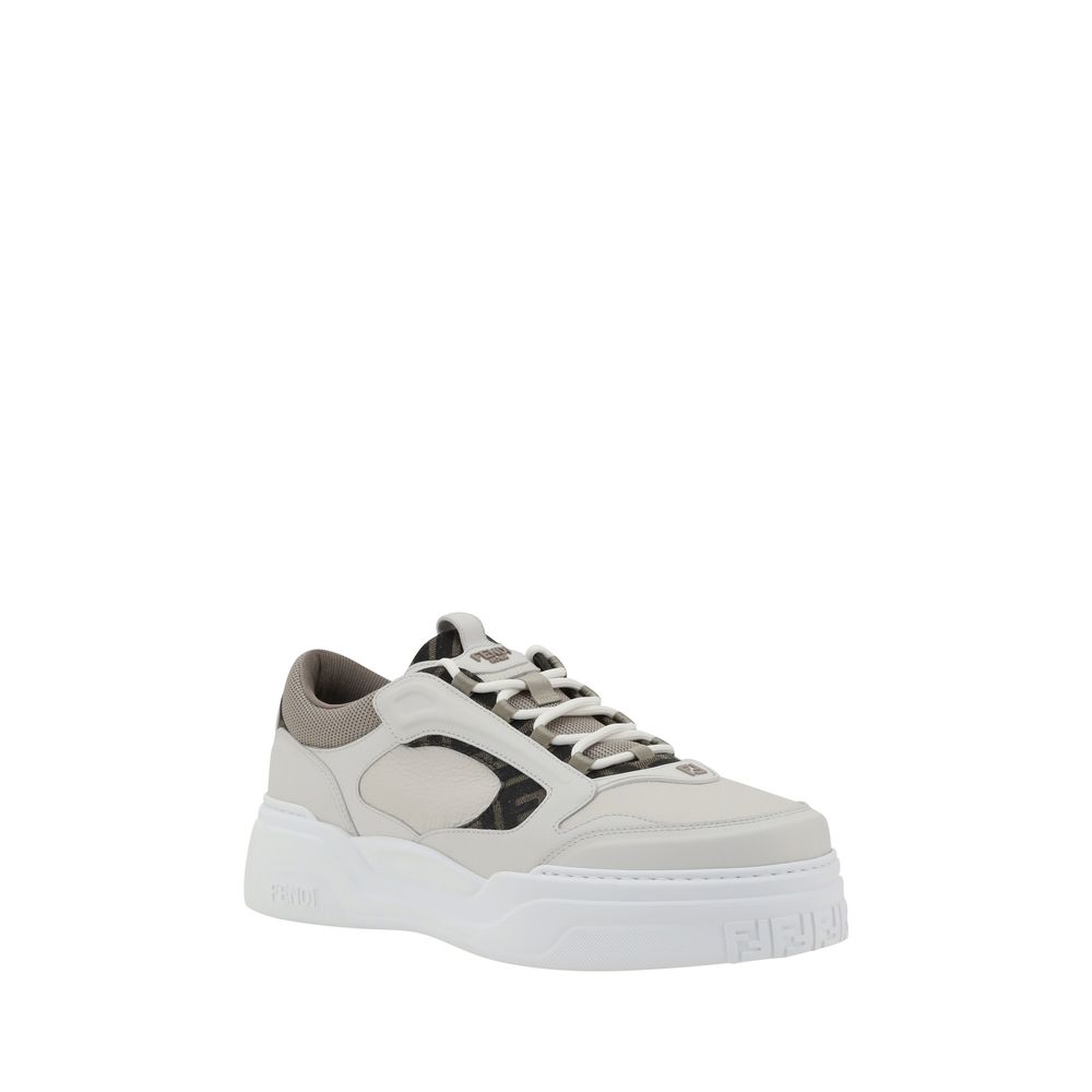Fendi Weiße Bos Taurus Kalbsleder Low-Top-Sneaker