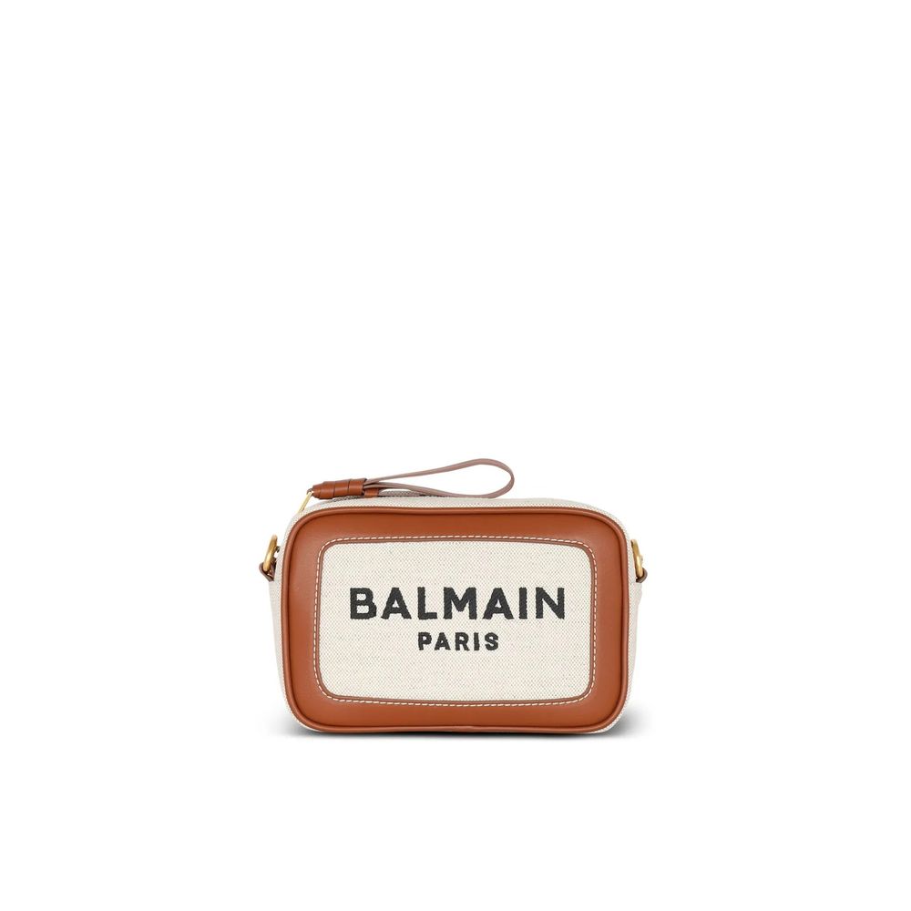 Balmain Braune Baumwoll-Umhängetasche
