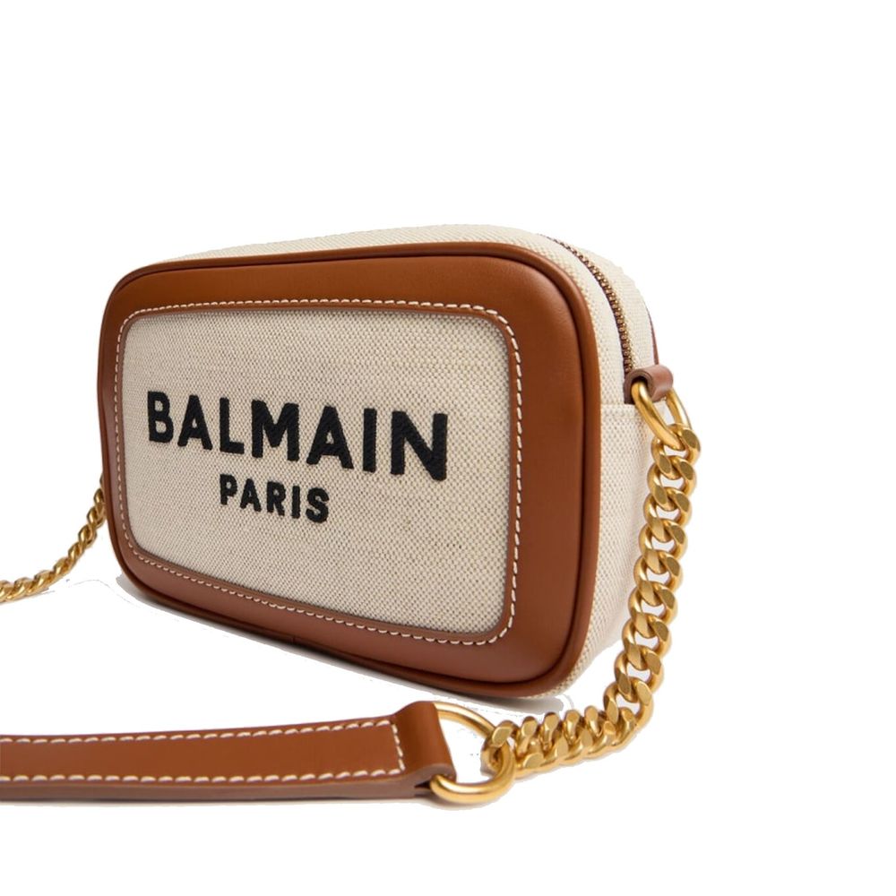 Balmain Braune Baumwoll-Umhängetasche