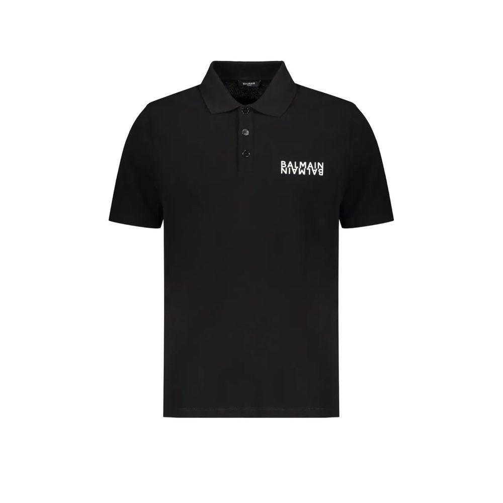 Balmain Schwarzes Polo-Shirt aus Baumwolle