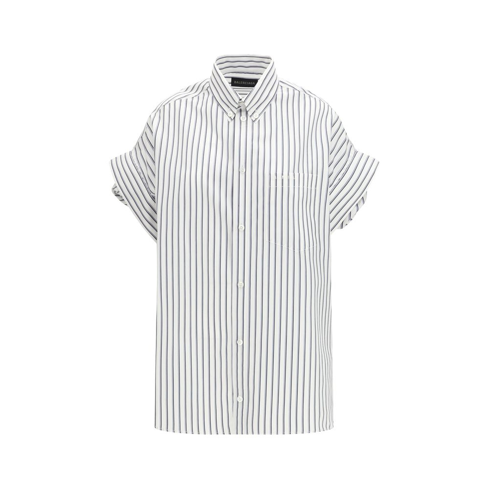 Balenciaga Weißes Baumwollhemd mit kurzen Ärmeln
