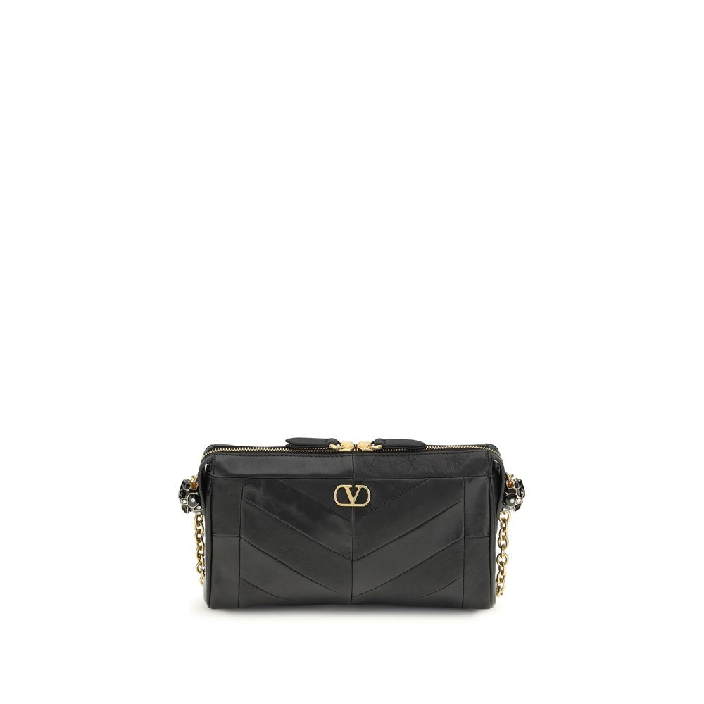 Valentino Garavani Schwarze Lammleder Schultertasche Ovis Aries Aries