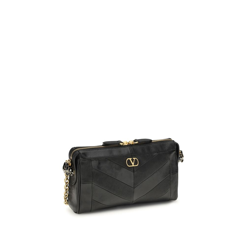 Valentino Garavani Schwarze Lammleder Schultertasche Ovis Aries Aries