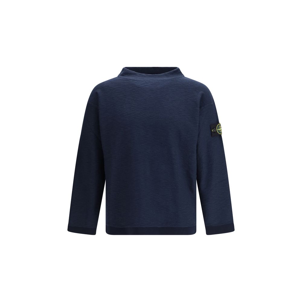 Stone Island Blauer Baumwollpullover