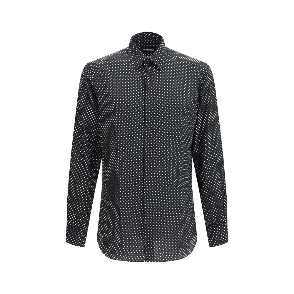 Tom Ford Schwarzes Hemd mit Seidenmuster