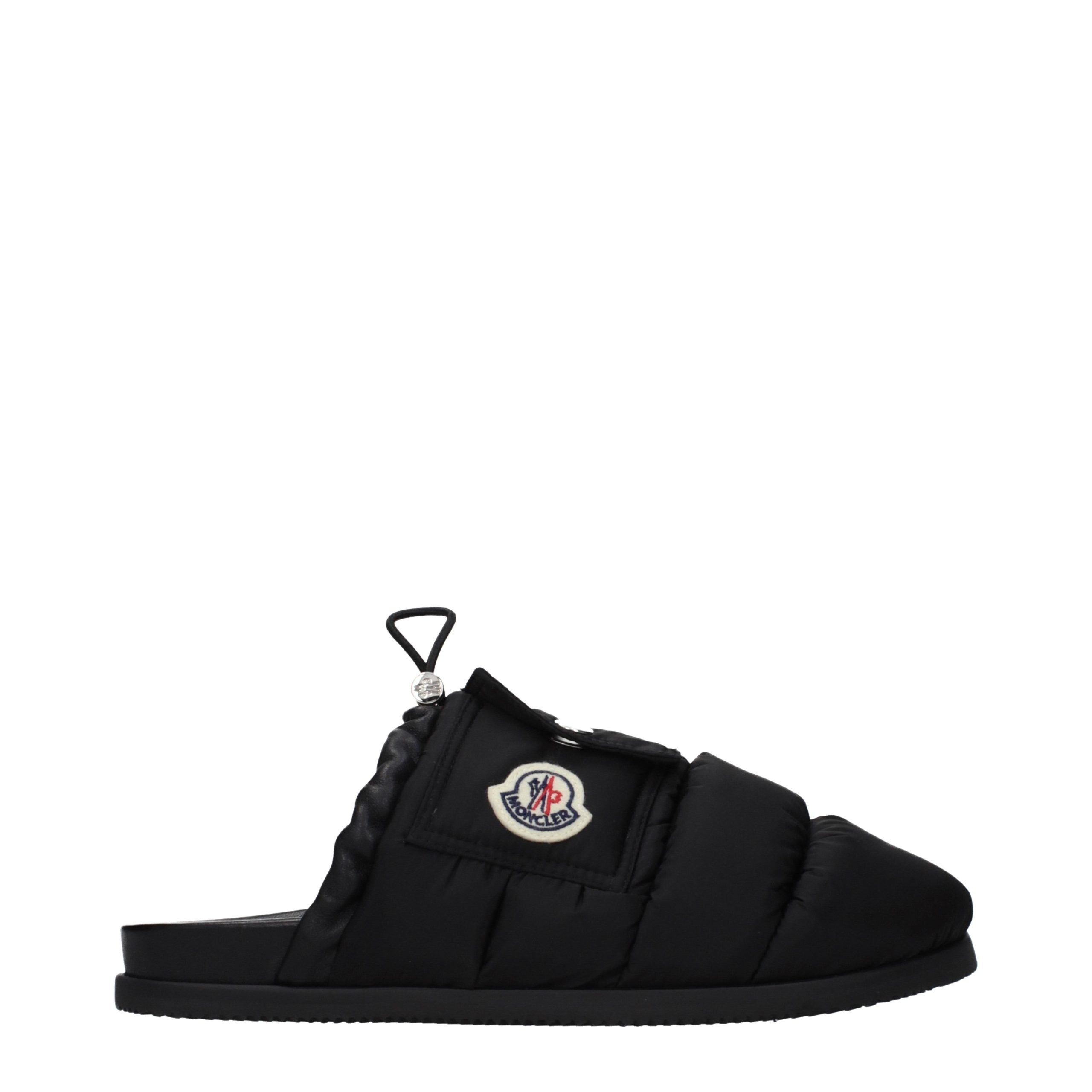 Moncler Schwarze Stoff-Slipper