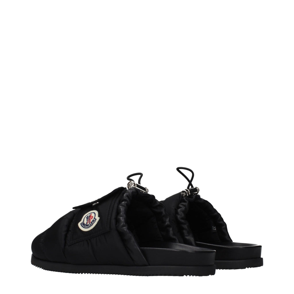 Moncler Schwarze Stoff-Slipper